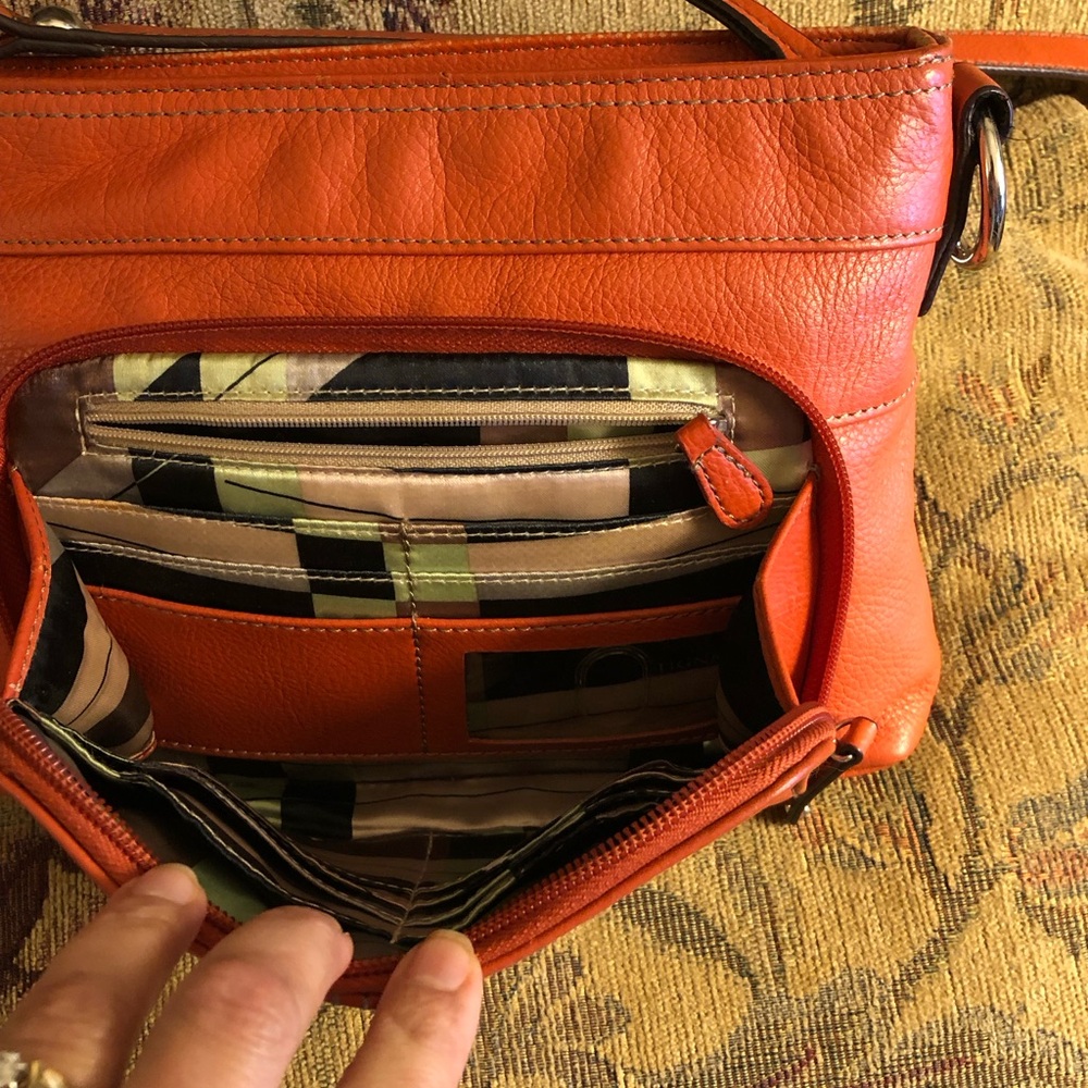 Tignanello Orange Leather Crossbody - Picture 3 of 9